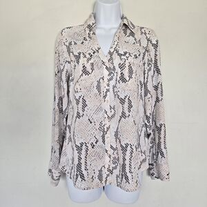 Express Portofino Snake Print Shirt Women's XS Office Siren Glam Neutral‎ Chic